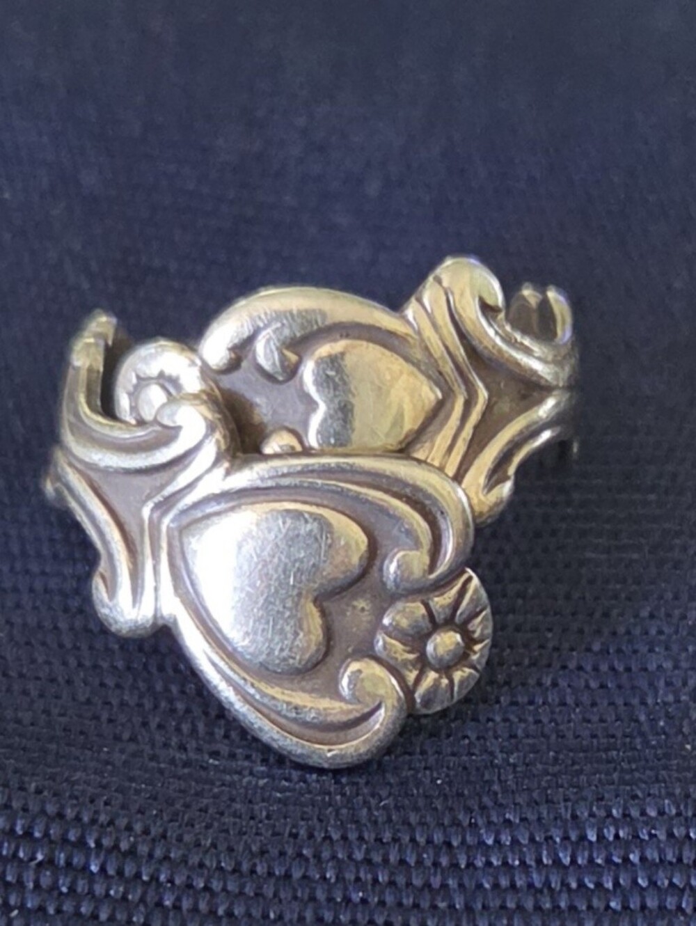 Vintage 1975 Avon Treasured Heart Sterling Silver Spoon Ring 925 Sz 6
